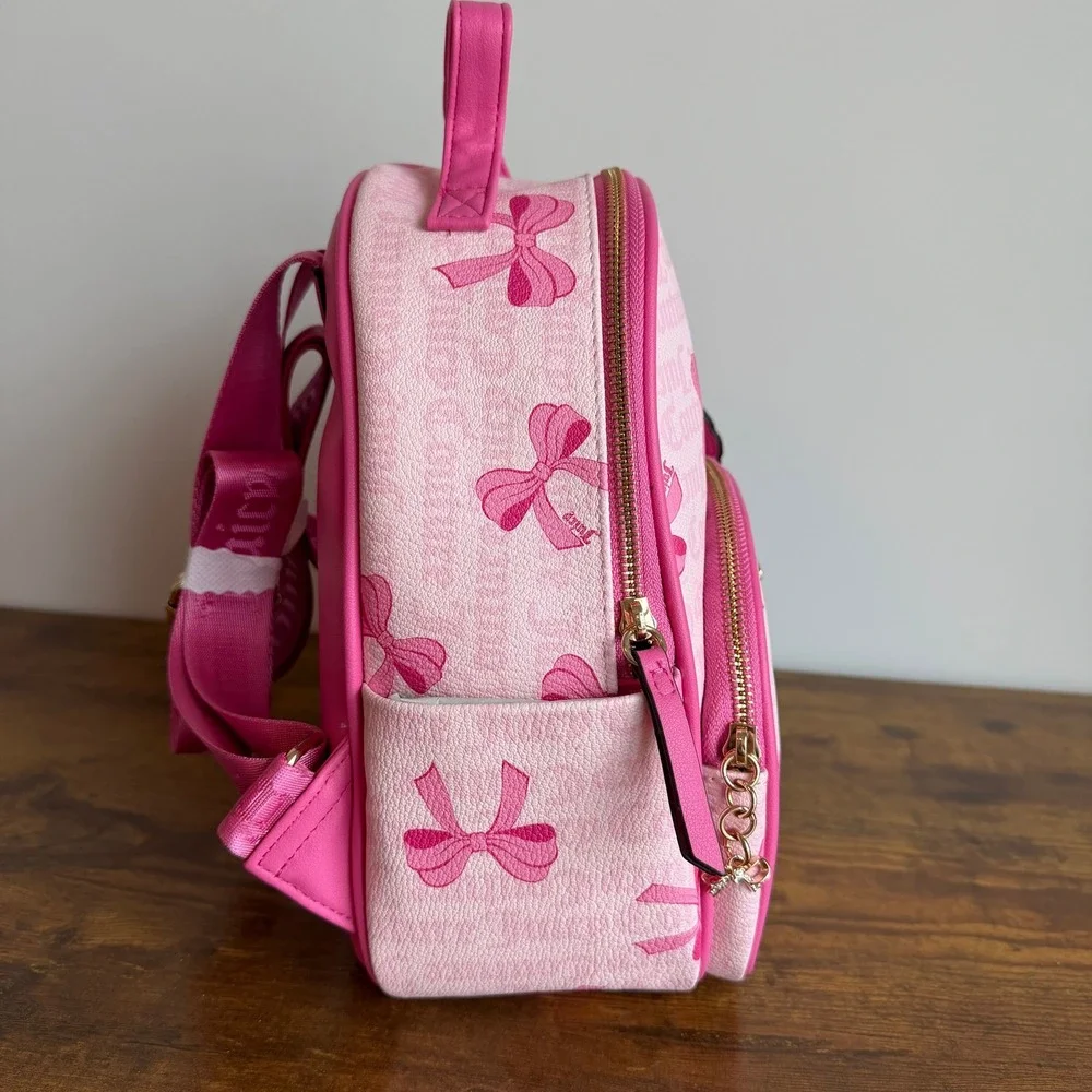 New Juicy Couture Simply Sweet Pink Bow Backpack Cute Coquette Gold Charm